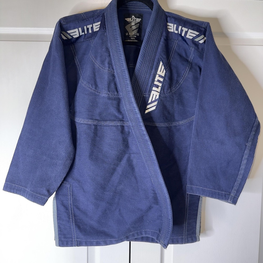 Elite Sports Gi Jacket Mens Large Blue BJJ Brazilian Jiu Jitsu A3 Cotton